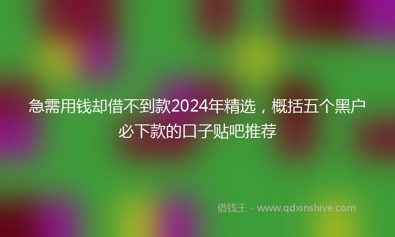 急需用钱却借不到款2024年精选，概括五个黑户必下款的口子贴吧推荐