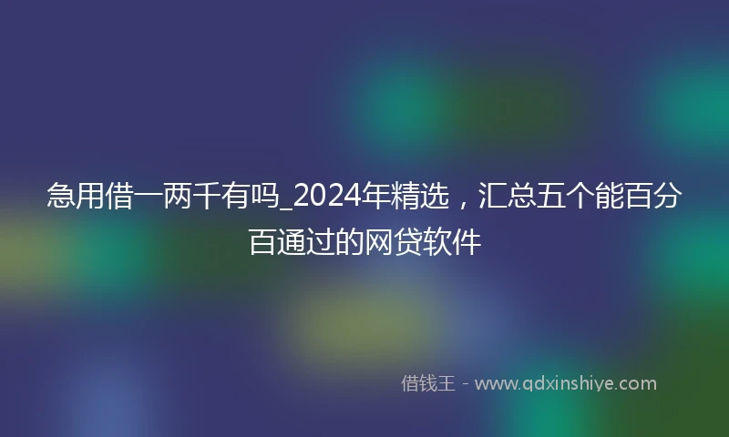 急用借一两千有吗_2024年精选，汇总五个能百分百通过的网贷软件