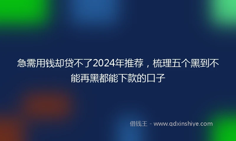急需用钱却贷不了2024年推荐，梳理五个黑到不能再黑都能下款的口子