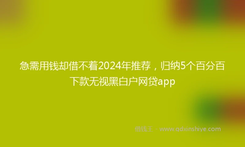 急需用钱却借不着2024年推荐，归纳5个百分百下款无视黑白户网贷app