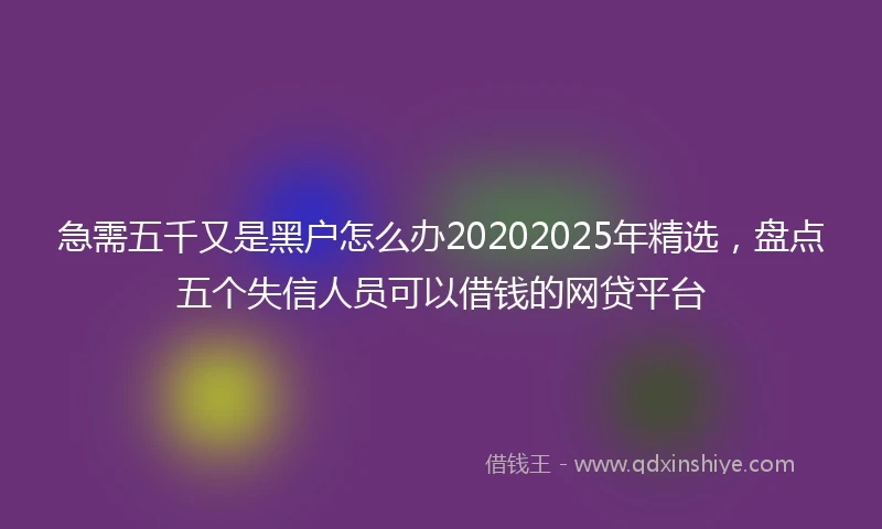 急需五千又是黑户怎么办20202025年精选，盘点五个失信人员可以借钱的网贷平台