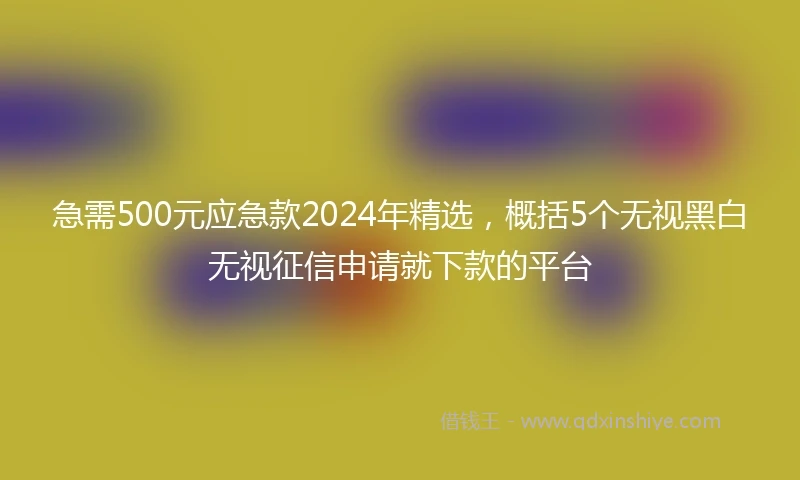 急需500元应急款2024年精选，概括5个无视黑白无视征信申请就下款的平台