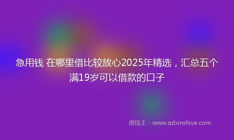 急用钱 在哪里借比较放心2025年精选，汇总五个满19岁可以借款的口子