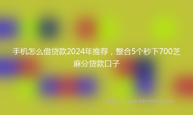 手机怎么借贷款2024年推荐，整合5个秒下700芝麻分贷款口子