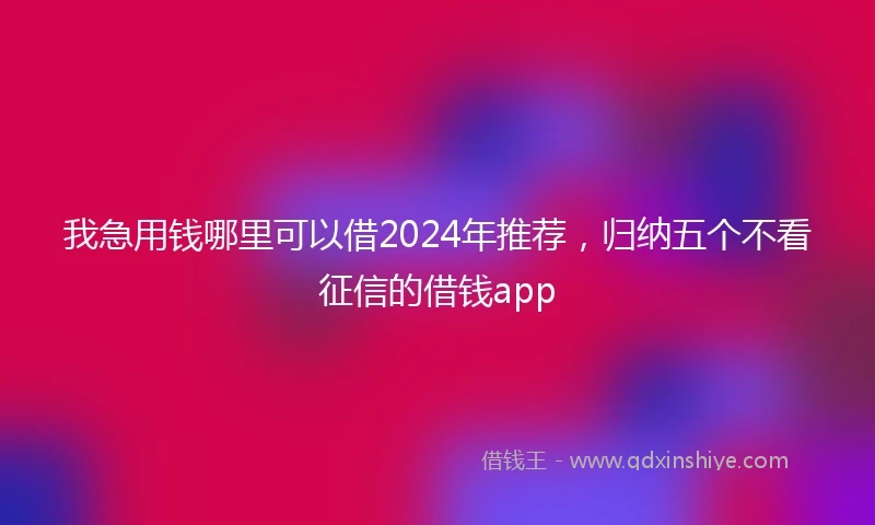 我急用钱哪里可以借2024年推荐，归纳五个不看征信的借钱app