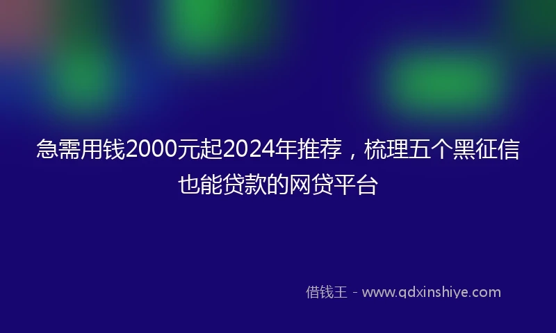急需用钱2000元起2024年推荐，梳理五个黑征信也能贷款的网贷平台