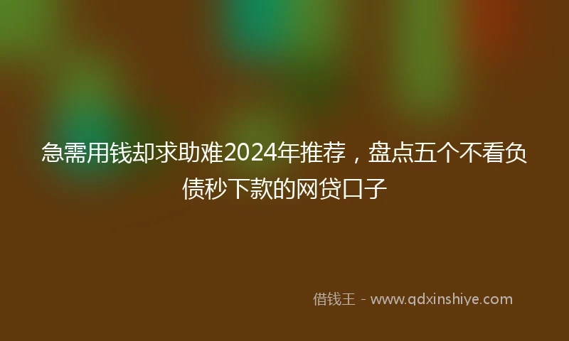 急需用钱却求助难2024年推荐，盘点五个不看负债秒下款的网贷口子