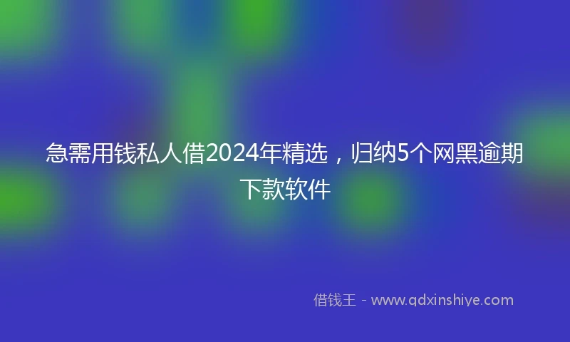 急需用钱私人借2024年精选，归纳5个网黑逾期下款软件