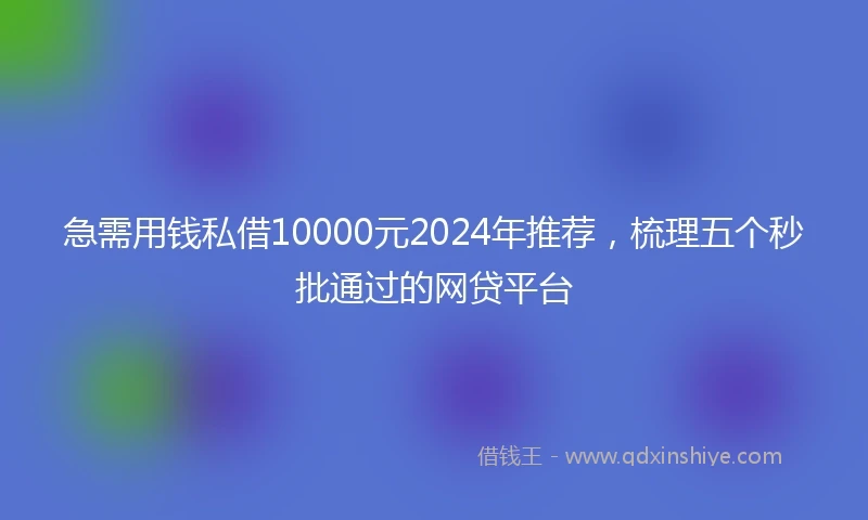 急需用钱私借10000元2024年推荐，梳理五个秒批通过的网贷平台