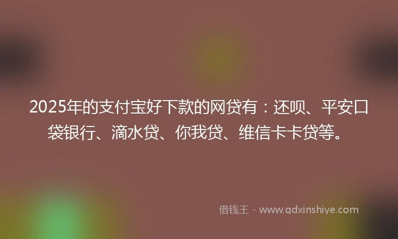 2025年的支付宝好下款的网贷有：还呗、平安口袋银行、滴水贷、你我贷、维信卡卡贷等。