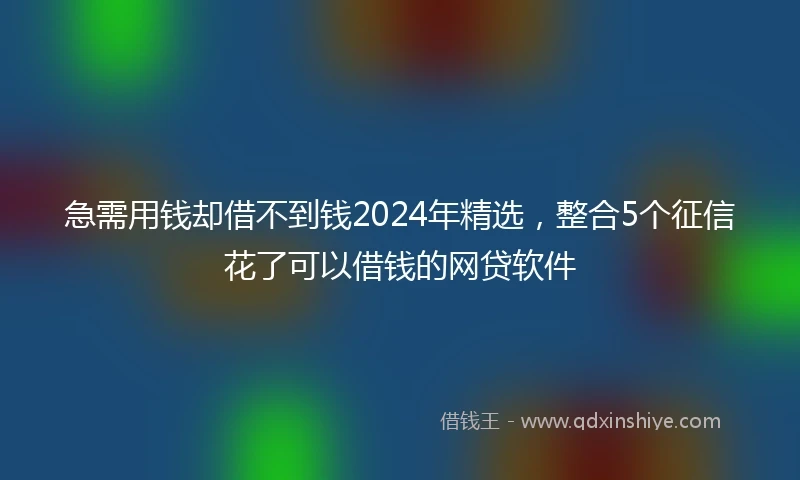 急需用钱却借不到钱2024年精选，整合5个征信花了可以借钱的网贷软件