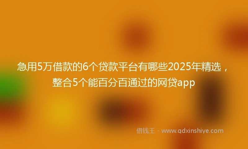 急用5万借款的6个贷款平台有哪些2025年精选，整合5个能百分百通过的网贷app