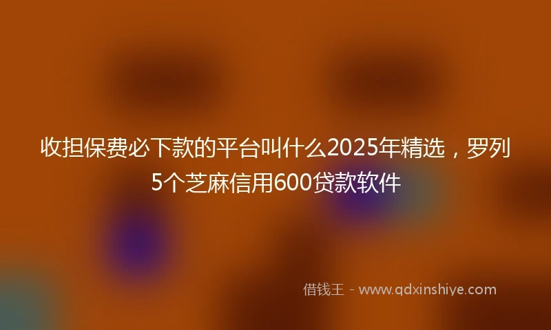 收担保费必下款的平台叫什么2025年精选，罗列5个芝麻信用600贷款软件