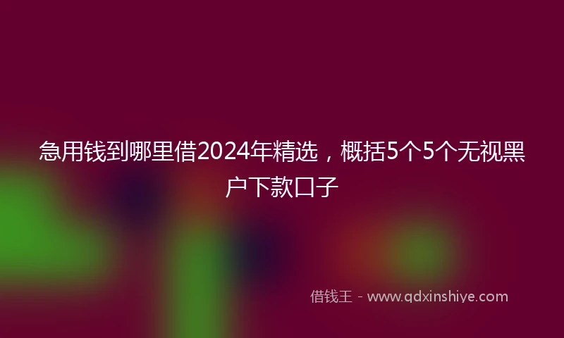 急用钱到哪里借2024年精选，概括5个5个无视黑户下款口子
