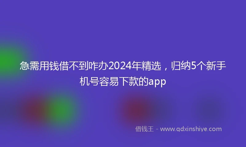 急需用钱借不到咋办2024年精选，归纳5个新手机号容易下款的app