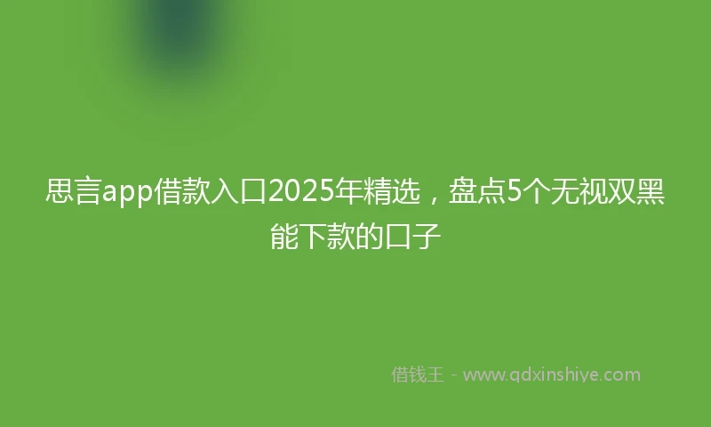 思言app借款入口2025年精选，盘点5个无视双黑能下款的口子