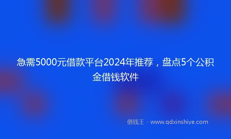 急需5000元借款平台2024年推荐，盘点5个公积金借钱软件