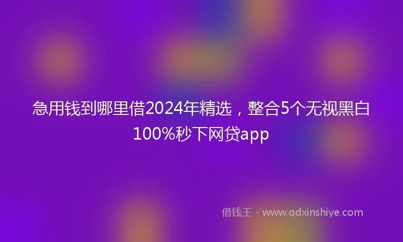 急用钱到哪里借2024年精选，整合5个无视黑白100%秒下网贷app