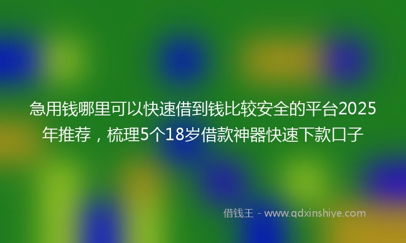 急用钱哪里可以快速借到钱比较安全的平台2025年推荐，梳理5个18岁借款神器快速下款口子