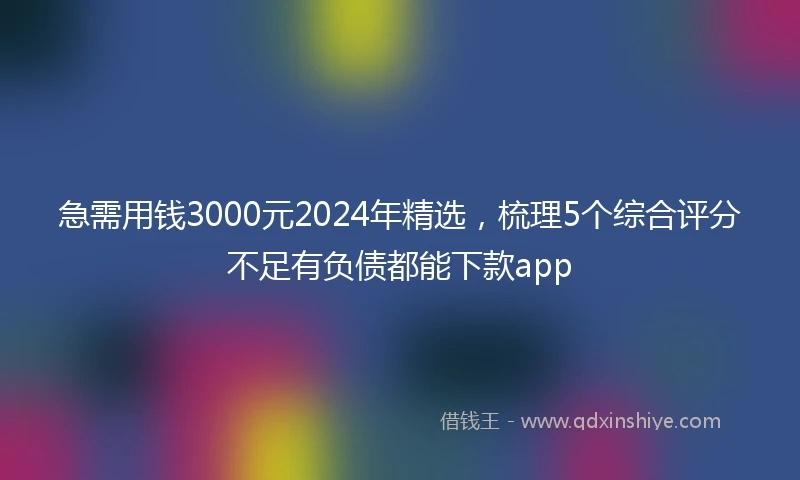 急需用钱3000元2024年精选，梳理5个综合评分不足有负债都能下款app