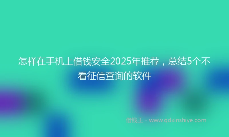 怎样在手机上借钱安全2025年推荐，总结5个不看征信查询的软件