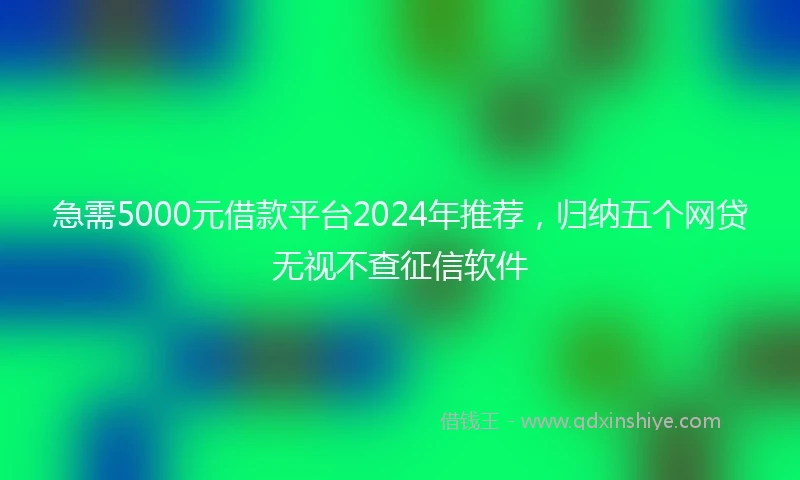 急需5000元借款平台2024年推荐，归纳五个网贷无视不查征信软件