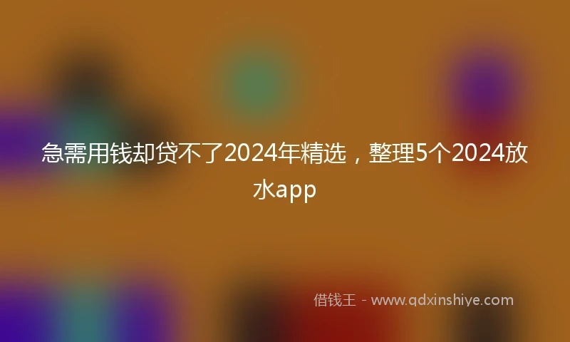 急需用钱却贷不了2024年精选，整理5个2024放水app