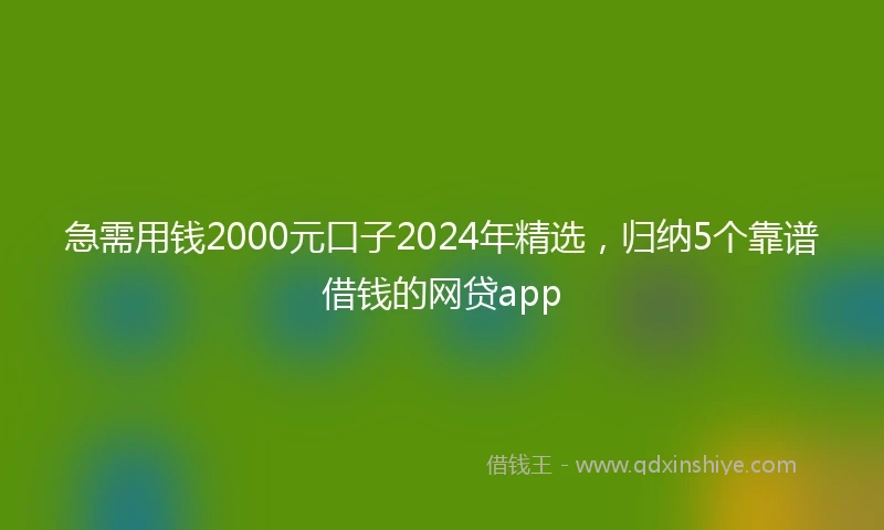 急需用钱2000元口子2024年精选，归纳5个靠谱借钱的网贷app
