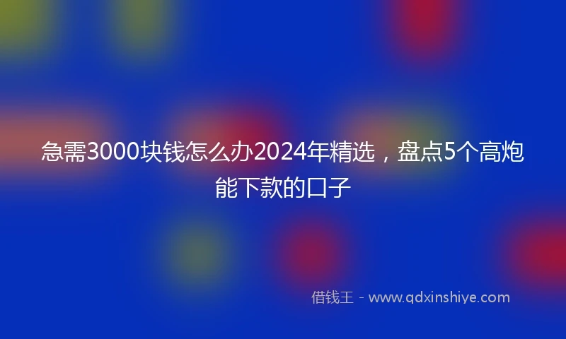 急需3000块钱怎么办2024年精选，盘点5个高炮能下款的口子
