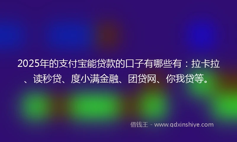 2025年的支付宝能贷款的口子有哪些有：拉卡拉、读秒贷、度小满金融、团贷网、你我贷等。