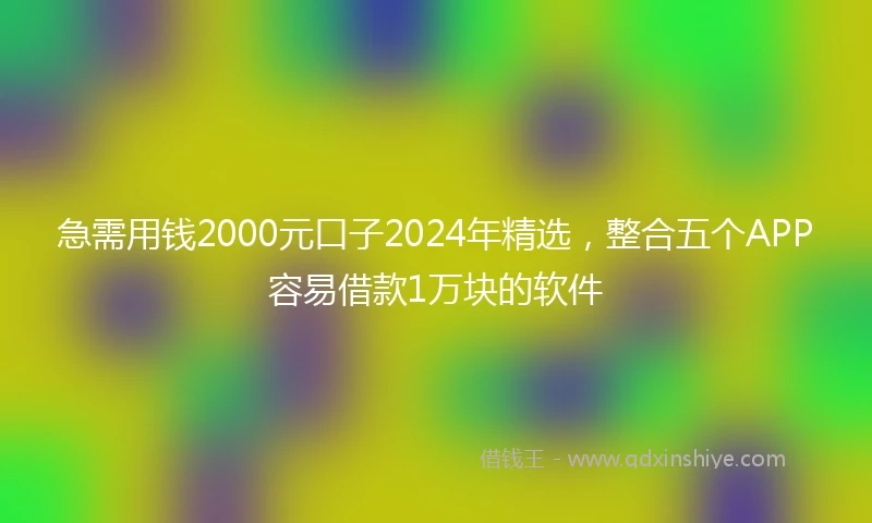 急需用钱2000元口子2024年精选，整合五个APP容易借款1万块的软件