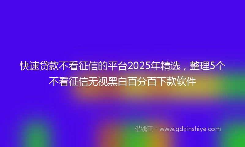 快速贷款不看征信的平台2025年精选，整理5个不看征信无视黑白百分百下款软件