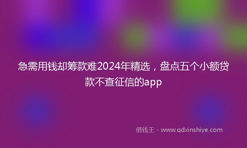 急需用钱却筹款难2024年精选，盘点五个小额贷款不查征信的app