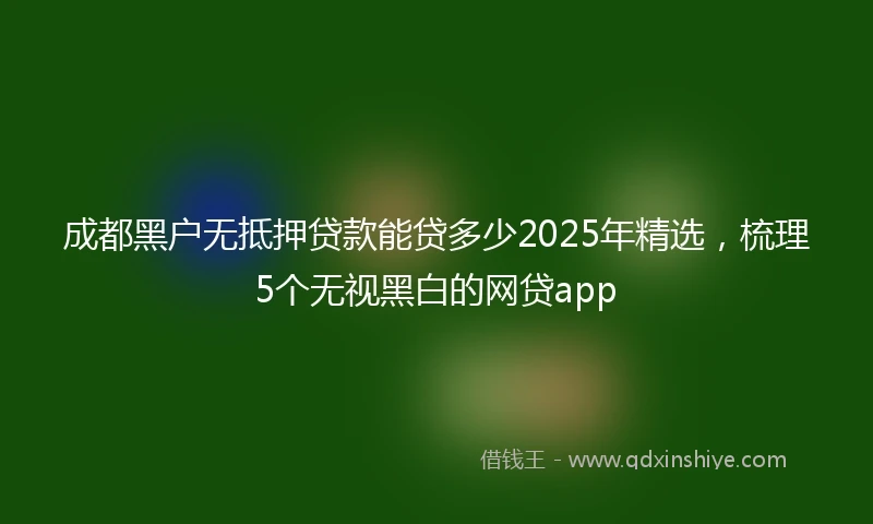 成都黑户无抵押贷款能贷多少2025年精选，梳理5个无视黑白的网贷app