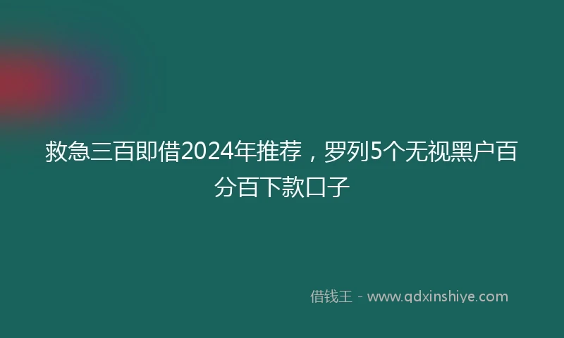 救急三百即借2024年推荐，罗列5个无视黑户百分百下款口子