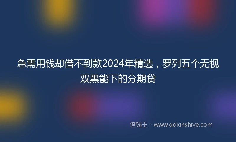 急需用钱却借不到款2024年精选，罗列五个无视双黑能下的分期贷