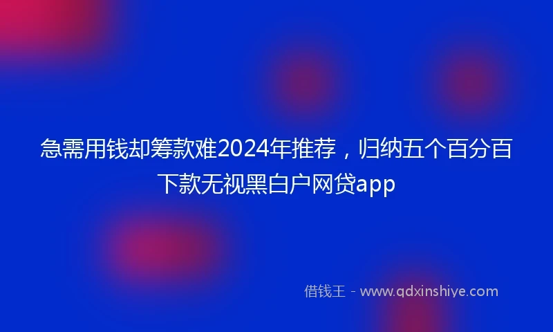 急需用钱却筹款难2024年推荐，归纳五个百分百下款无视黑白户网贷app