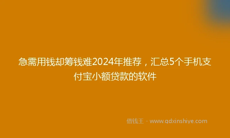 急需用钱却筹钱难2024年推荐，汇总5个手机支付宝小额贷款的软件