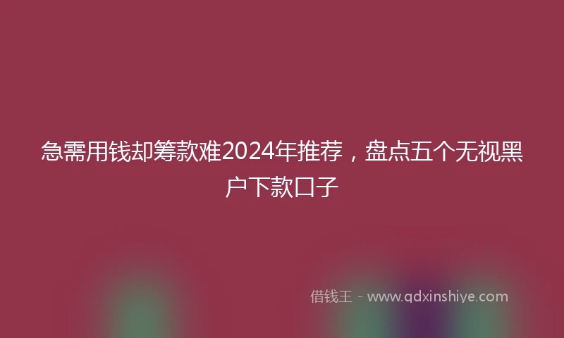 急需用钱却筹款难2024年推荐，盘点五个无视黑户下款口子