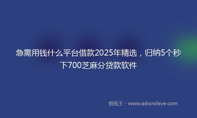 急需用钱什么平台借款2025年精选，归纳5个秒下700芝麻分贷款软件