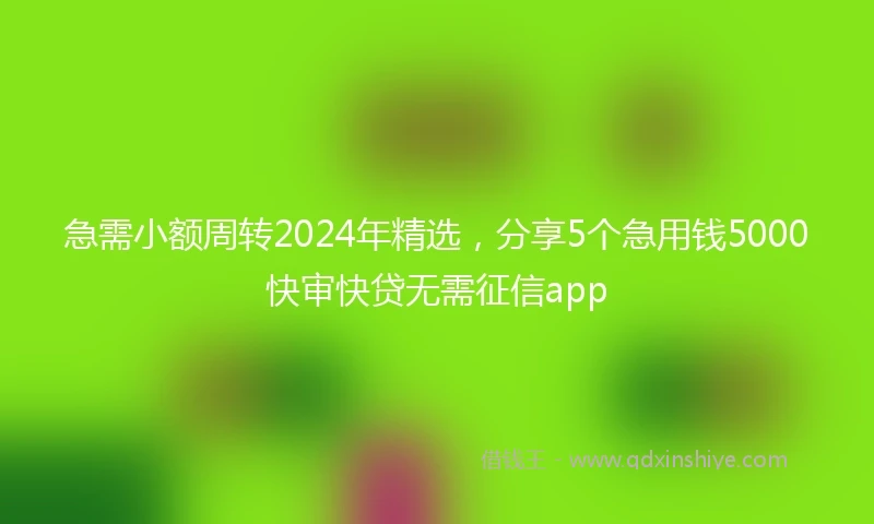 急需小额周转2024年精选，分享5个急用钱5000快审快贷无需征信app
