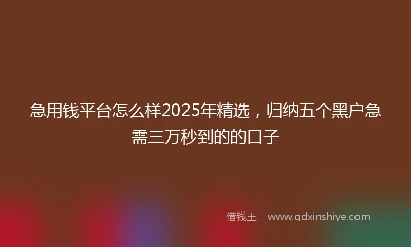 急用钱平台怎么样2025年精选，归纳五个黑户急需三万秒到的的口子