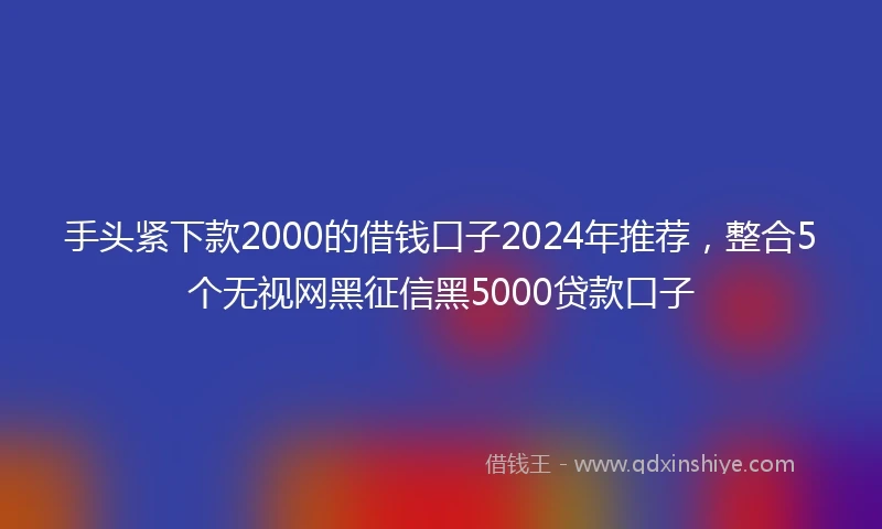 手头紧下款2000的借钱口子2024年推荐，整合5个无视网黑征信黑5000贷款口子