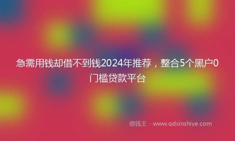 急需用钱却借不到钱2024年推荐，整合5个黑户0门槛贷款平台