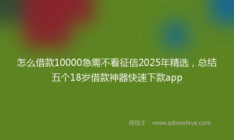 怎么借款10000急需不看征信2025年精选，总结五个18岁借款神器快速下款app