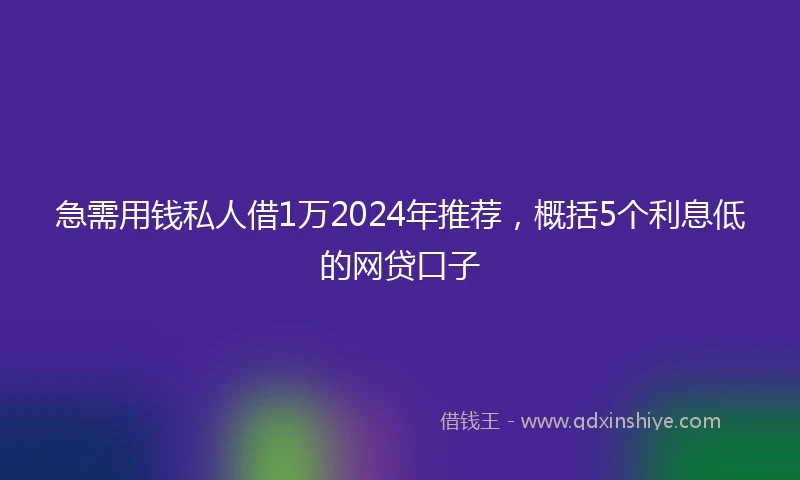 急需用钱私人借1万2024年推荐，概括5个利息低的网贷口子