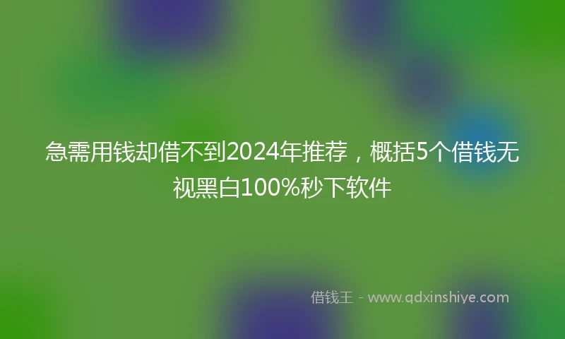 急需用钱却借不到2024年推荐，概括5个借钱无视黑白100%秒下软件