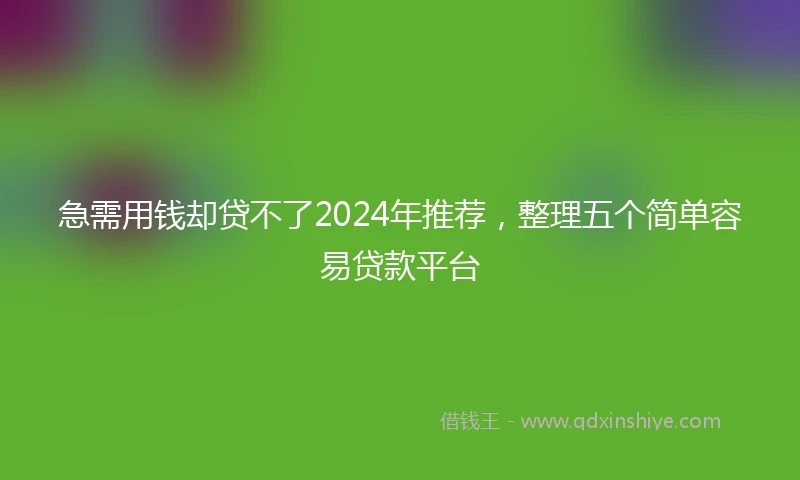 急需用钱却贷不了2024年推荐，整理五个简单容易贷款平台