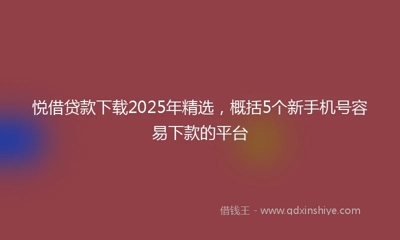 悦借贷款下载2025年精选，概括5个新手机号容易下款的平台