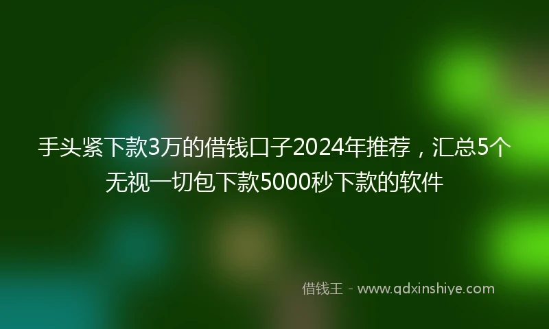 手头紧下款3万的借钱口子2024年推荐，汇总5个无视一切包下款5000秒下款的软件